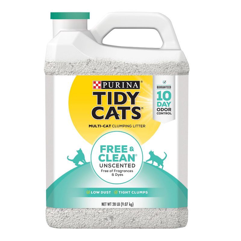 slide 1 of 5, Purina Tidy Cats Free & Clean Unscented Clumping Scoop Cat & Kitty Litter for Multiple Cats - 20lbs, 20 lb