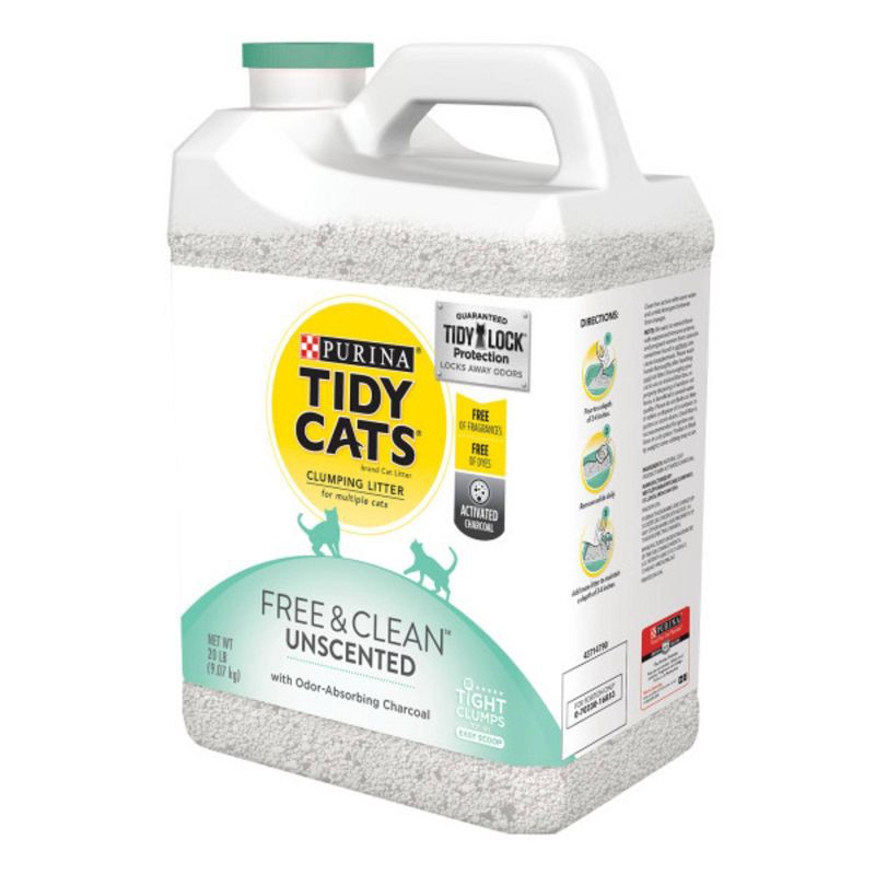 slide 5 of 5, Purina Tidy Cats Free & Clean Unscented Clumping Scoop Cat & Kitty Litter for Multiple Cats - 20lbs, 20 lb