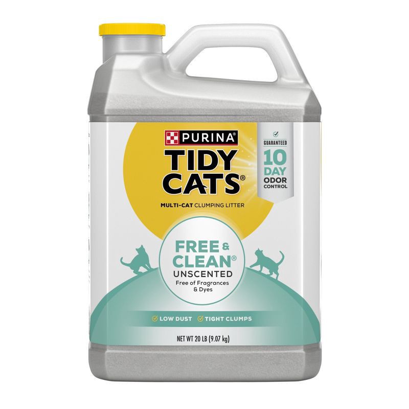 slide 1 of 11, Purina Tidy Cats Free & Clean Unscented Clumping Scoop Cat & Kitty Litter for Multiple Cats - 20lbs, 20 lb