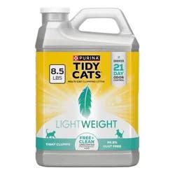 Purina Tidy Cats Free & Clean Unscented Clumping Scoop Cat & Kitty Litter for Multiple Cats: Low Dust, 8.5lbs