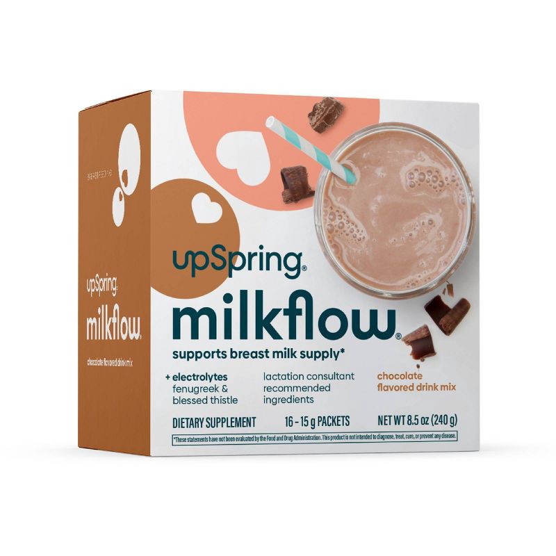 slide 1 of 6, UpSpring MilkFlow Drink Mix Breastfeeding Supplement with Electrolytes - 16ct - Chocolate Flavor, 16 ct