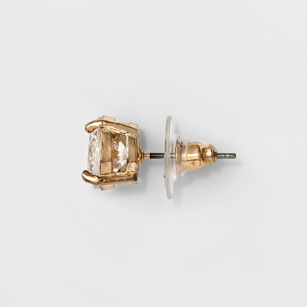 slide 2 of 2, Women's Round Crystal Stud Earring - A New Day Gold, 1 ct