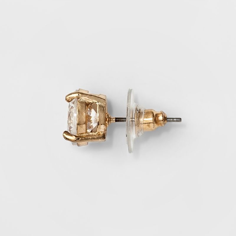 slide 2 of 2, Women's Round Crystal Stud Earring - A New Day™ Gold: Glass, Copper, Nickel-Free Metal, Cubic Zirconia, 0.4" Length, 1 ct