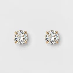 Women's Round Crystal Stud Earring - A New Day™ Gold: Glass, Copper, Nickel-Free Metal, Cubic Zirconia, 0.4" Length