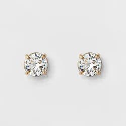 Women's Round Crystal Stud Earring - A New Day™ Gold: Glass, Copper, Nickel-Free Metal, Cubic Zirconia, 0.4" Length