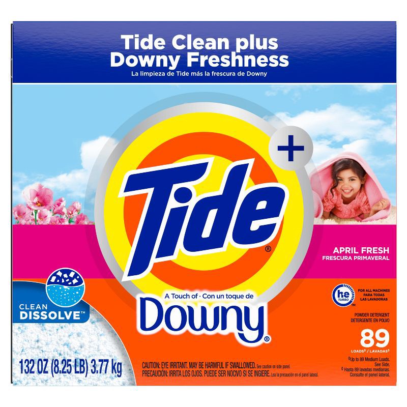 slide 2 of 9, Tide + Downy April Fresh HE Deep Cleaning Concentrated Laundry Detergent Powder 89 Loads - 132oz, 132 oz