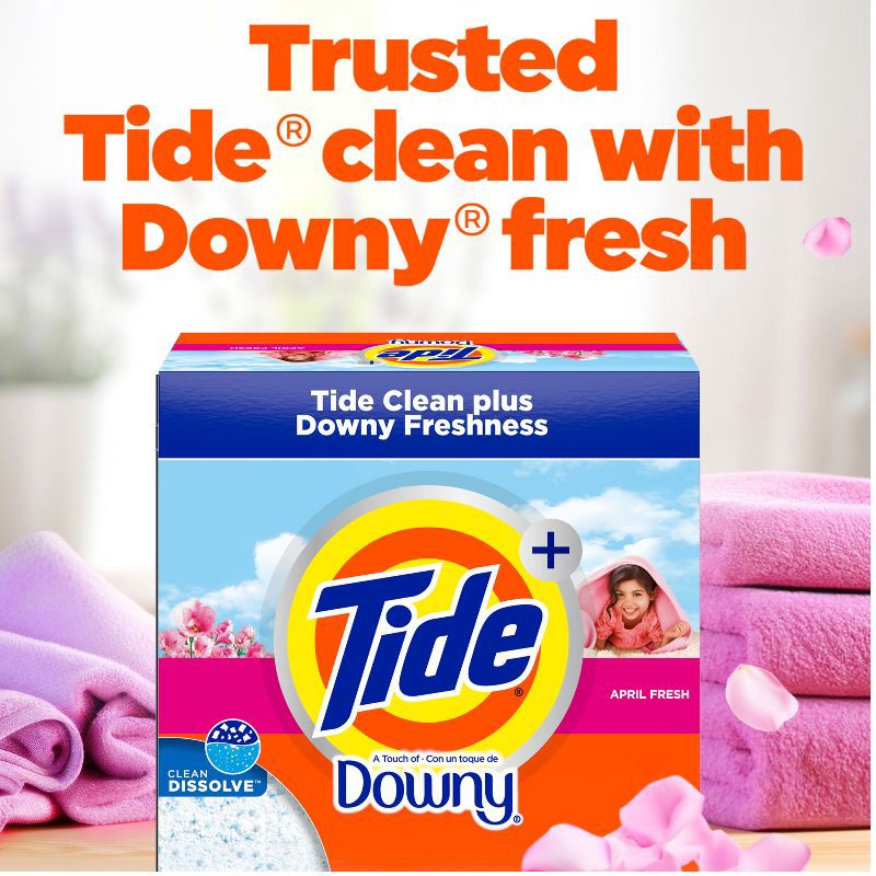 slide 3 of 9, Tide + Downy April Fresh HE Deep Cleaning Concentrated Laundry Detergent Powder 89 Loads - 132oz, 132 oz