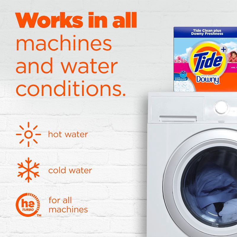 slide 7 of 9, Tide + Downy April Fresh HE Deep Cleaning Concentrated Laundry Detergent Powder 89 Loads - 132oz, 132 oz