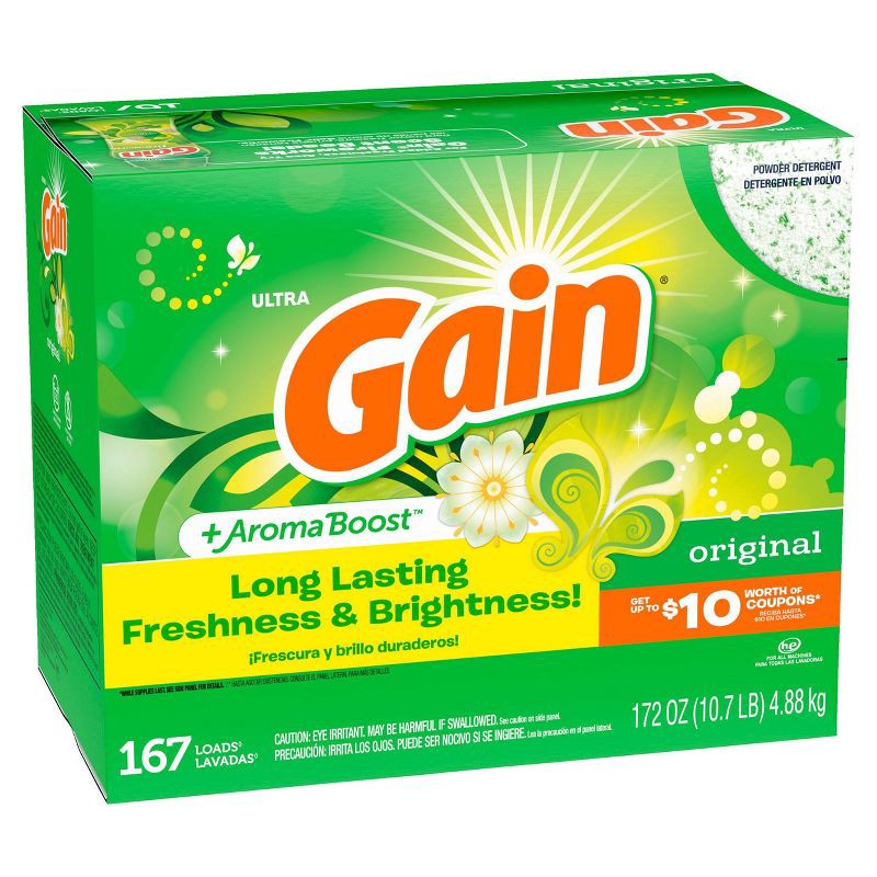 slide 2 of 8, Gain Original HE Compatible Powder Laundry Detergent - 172oz, 172 oz