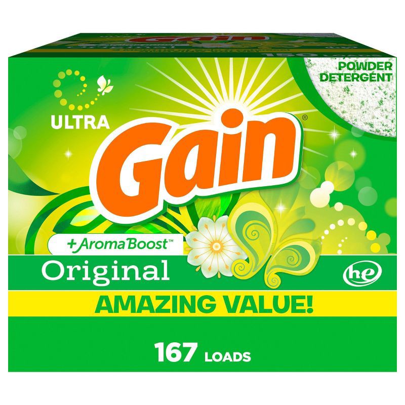 slide 1 of 8, Gain Original HE Compatible Powder Laundry Detergent - 172oz, 172 oz