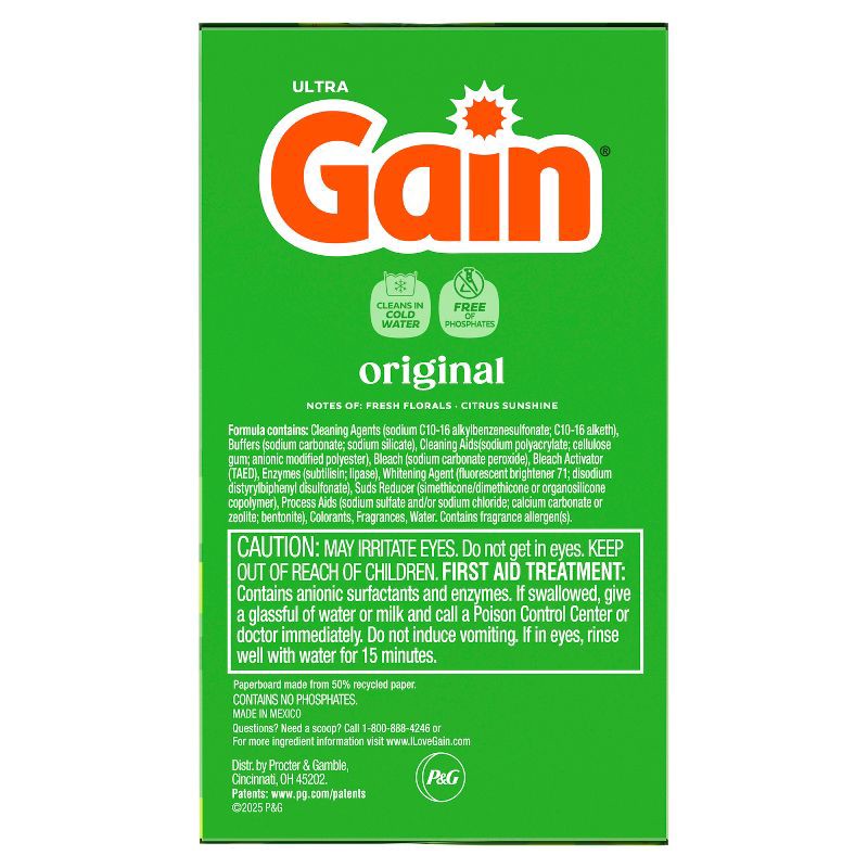 slide 10 of 10, Gain Original HE Concentrated Laundry Detergent Powder 167 Loads - 154oz, 154 oz
