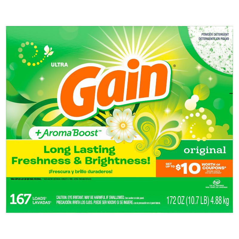 slide 1 of 8, Gain Original HE Compatible Powder Laundry Detergent - 172oz, 172 oz
