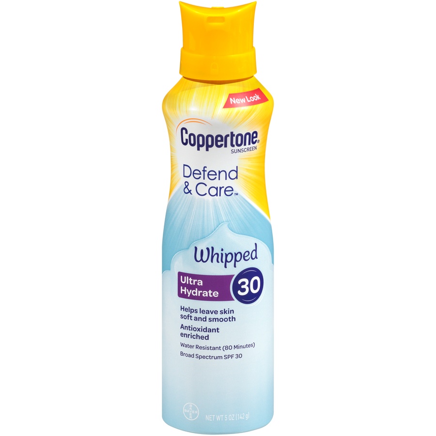 slide 1 of 1, Coppertone Defend And Care Ultra Hydrate Sunscreen Lotion Spray Spf 30, 5 fl oz