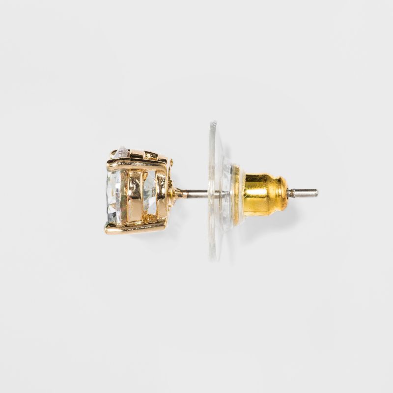 slide 2 of 2, Crystal Round Stud Earring Set 3pc - A New Day™ Gold: Nickel-Free Metal, Post Closure, 3 ct