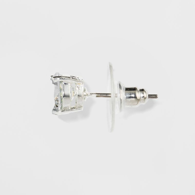 slide 2 of 2, Women's Fashion Trio Crystal Round Stud Earring Set 3pc - A New Day™ Silver: Nickel-Free Metal, Post Closure, 3 ct