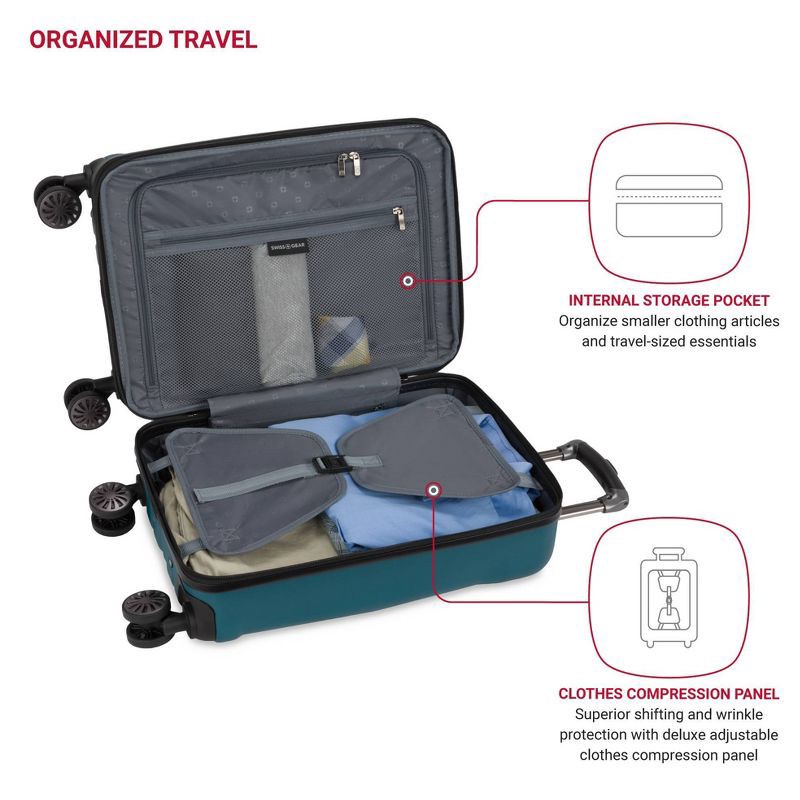 slide 4 of 10, SWISSGEAR Cascade Hardside Carry On Suitcase - Teal, 1 ct
