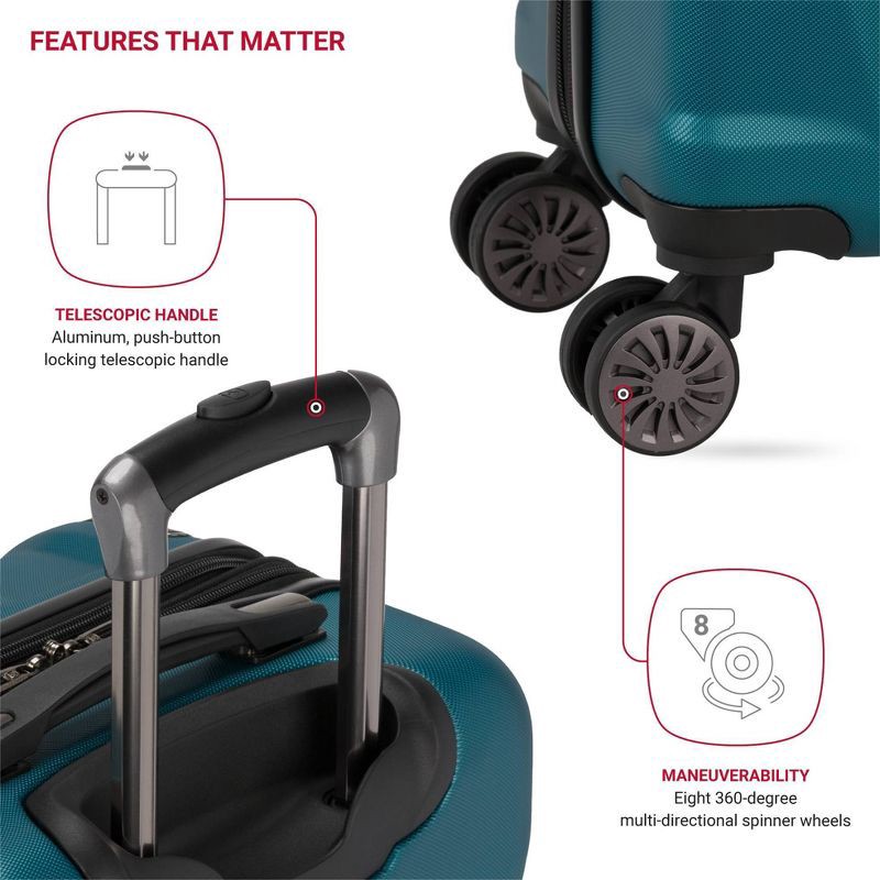 slide 6 of 10, SWISSGEAR Cascade Hardside Carry On Suitcase - Teal, 1 ct