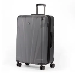 SWISSGEAR Cascade Hardside Large Checked Suitcase - Dark Gray: Tear-Resistant ABS
