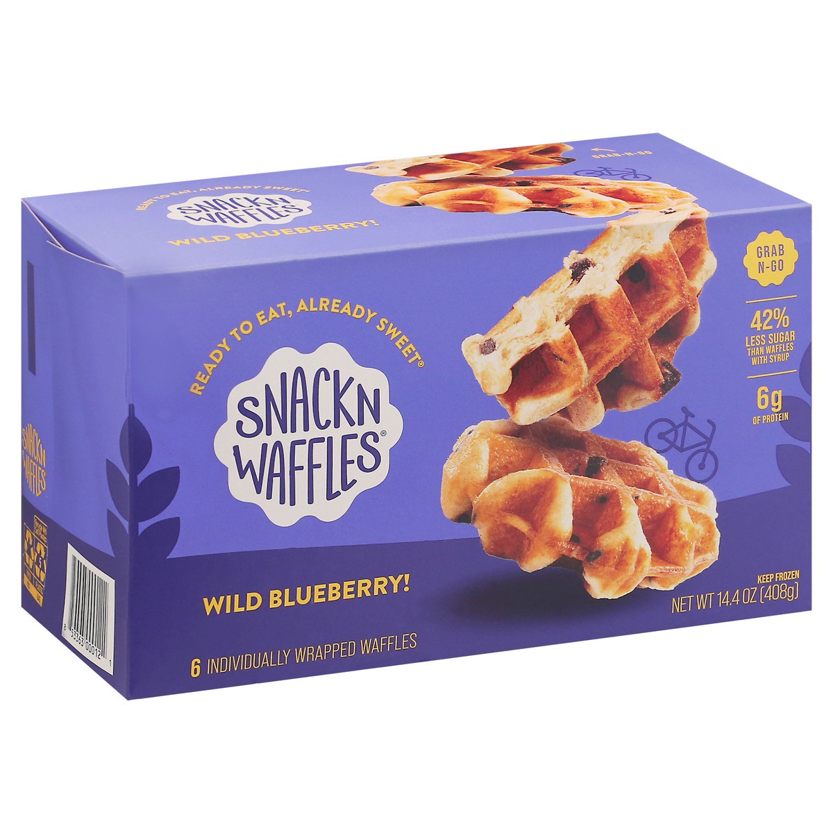 slide 4 of 9, Snack'n Waffles Wild Blueberry Waffles 6 ea, 6 ct