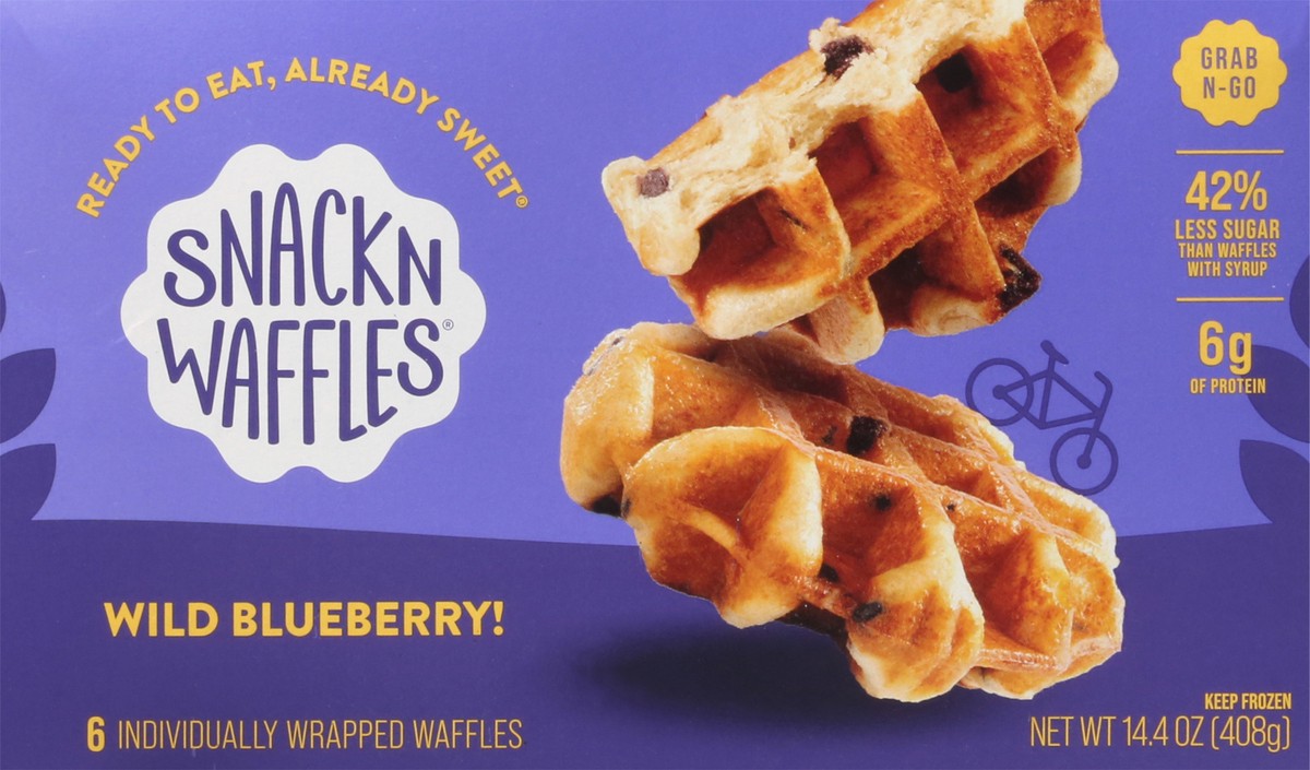 slide 2 of 9, Snack'n Waffles Wild Blueberry Waffles 6 ea, 6 ct