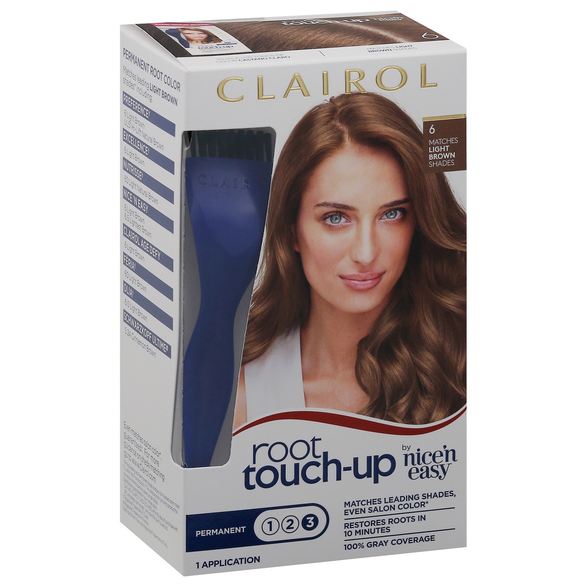 slide 6 of 9, Nice 'n Easy Clairol Root Touch-Up Permanent Hair Color - 6 Light Brown - 1 Kit, 1 ct