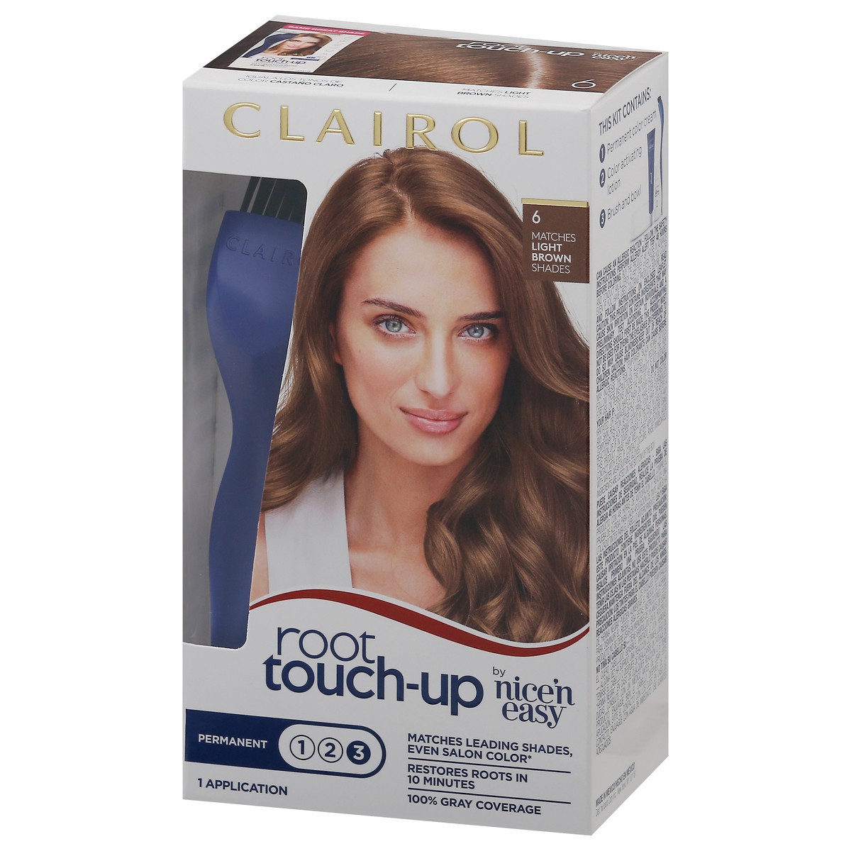 slide 8 of 9, Nice 'n Easy Clairol Root Touch-Up Permanent Hair Color - 6 Light Brown - 1 Kit, 1 ct
