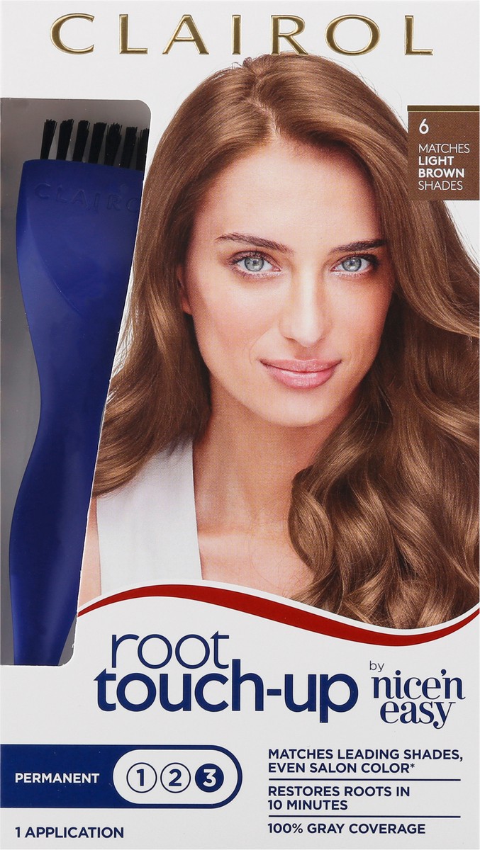 slide 3 of 9, Nice 'n Easy Clairol Root Touch-Up Permanent Hair Color - 6 Light Brown - 1 Kit, 1 ct