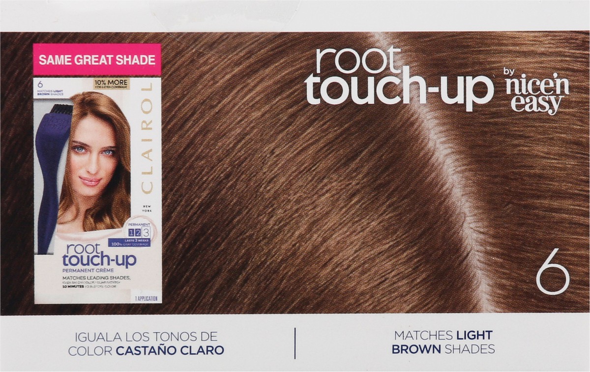 slide 7 of 9, Nice 'n Easy Clairol Root Touch-Up Permanent Hair Color - 6 Light Brown - 1 Kit, 1 ct