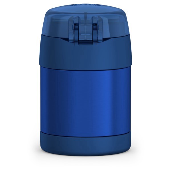 slide 2 of 3, Thermos™ FUNtainer 10 Oz Stainless Steel Food Jar With Snack Top And Spoon, 5-9/16""H x 3-1/2""W x 3-3/4""D, Blue, 10 oz