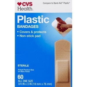 slide 1 of 1, CVS Health Plastic One Size Bandages, 60 Ct, 60 ct