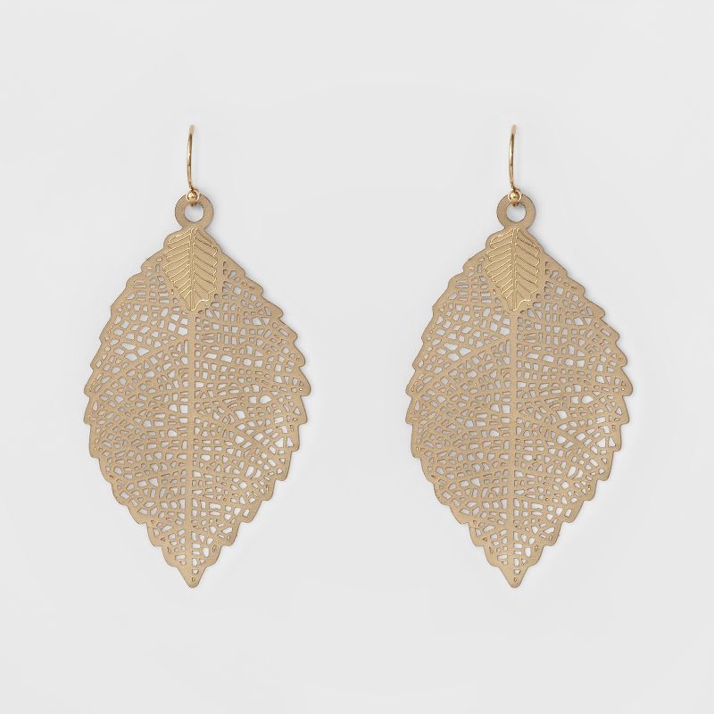 slide 1 of 2, Leaf Drop Earrings - A New Day™ Gold, 1 ct