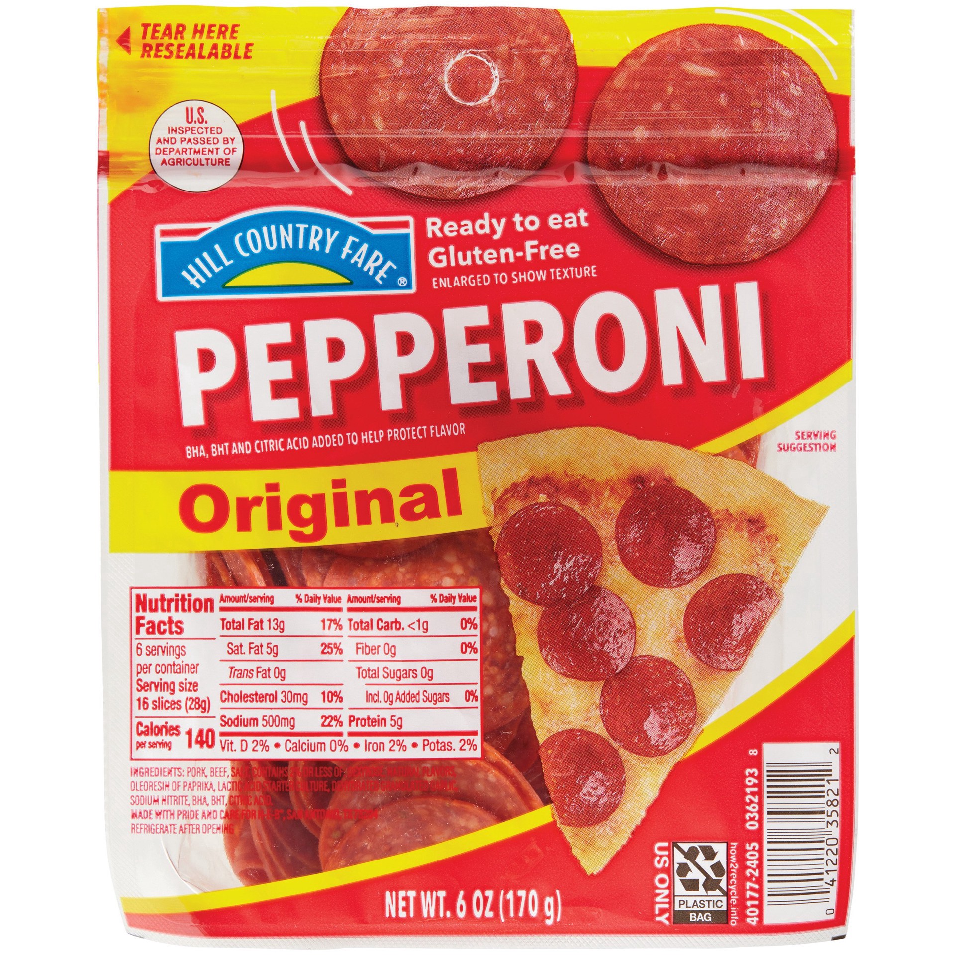 slide 1 of 1, Hill Country Fare Original Pepperoni Slices, 6 oz