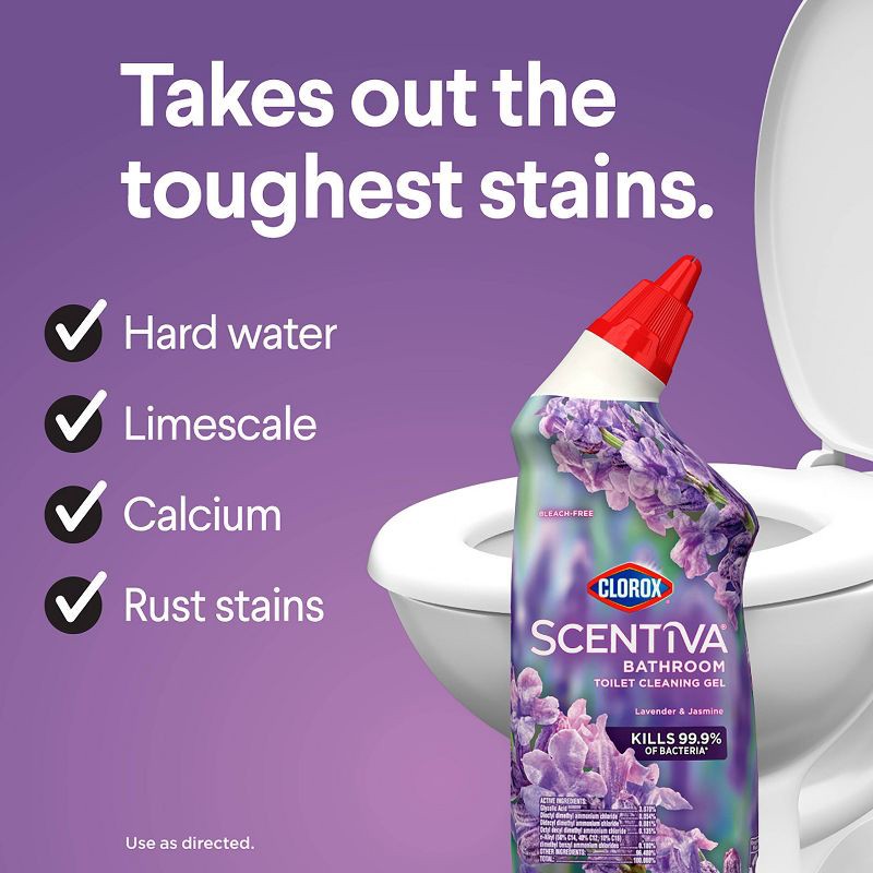 slide 4 of 13, Clorox Scentiva Toilet Cleaning Gel Bleach Free - Tuscan Lavender & Jasmine - 24 fl oz, 24 fl oz