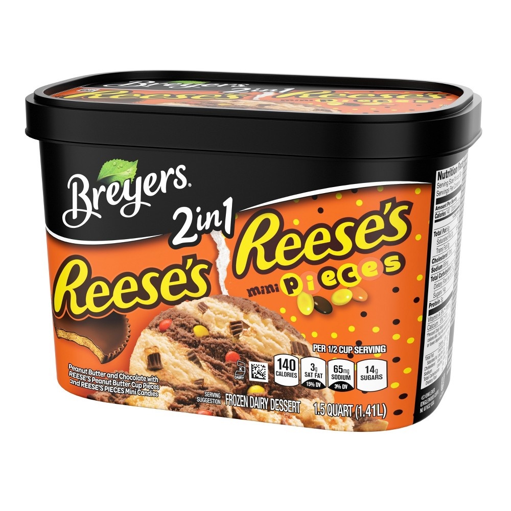 slide 4 of 5, Breyers Ice Cream Breyers Reese's Chocolate Reese's Mini Pieces 2in1 Ice Cream, 48 oz