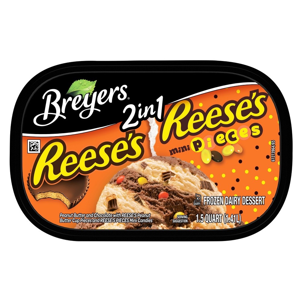 slide 5 of 5, Breyers Ice Cream Breyers Reese's Chocolate Reese's Mini Pieces 2in1 Ice Cream, 48 oz