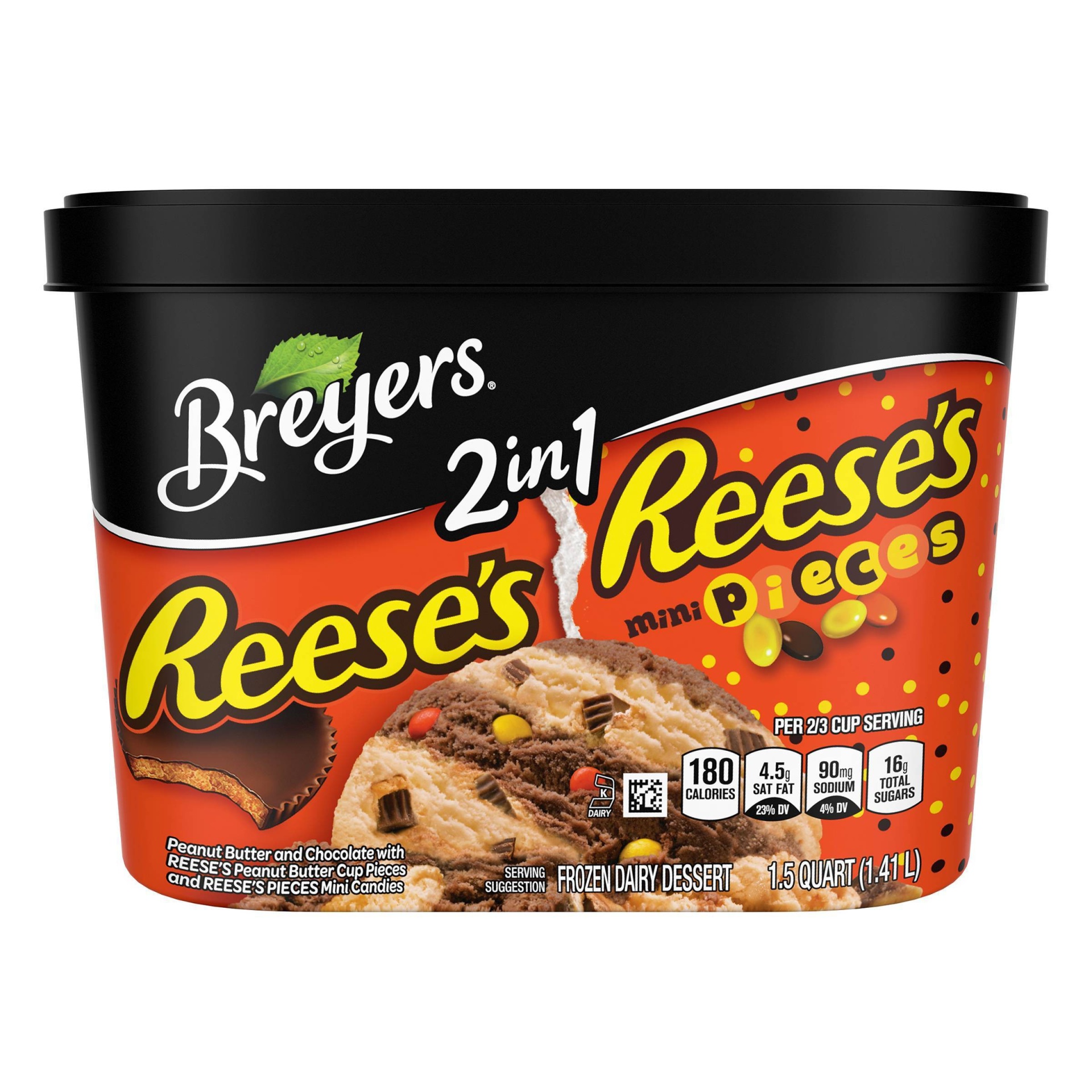 slide 1 of 5, Breyers Ice Cream Breyers Reese's Chocolate Reese's Mini Pieces 2in1 Ice Cream, 48 oz