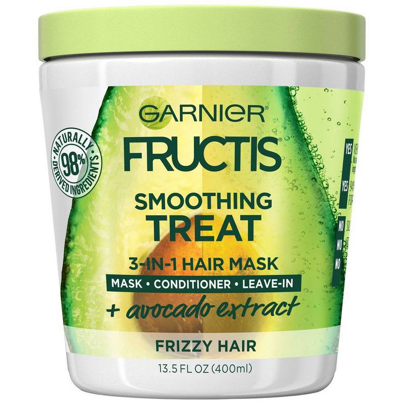 slide 1 of 5, Garnier Fructis Smoothing Treat 1 Minute + Avocado Extract Hair Mask - 13.5 fl oz, 13.5 fl oz