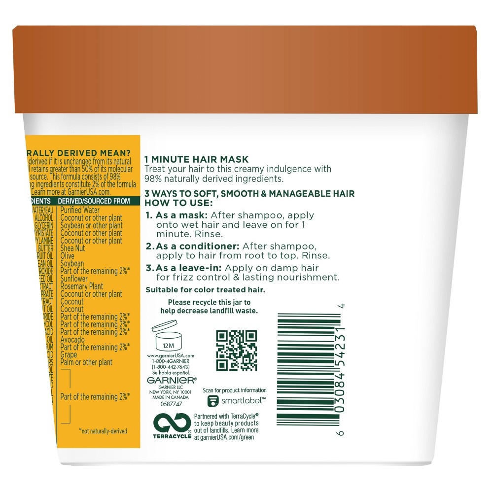 slide 2 of 5, Garnier Fructis Nourishing Treat 1 Minute + Coconut Extract Hair Mask - 13.5 fl oz, 13.5 fl oz