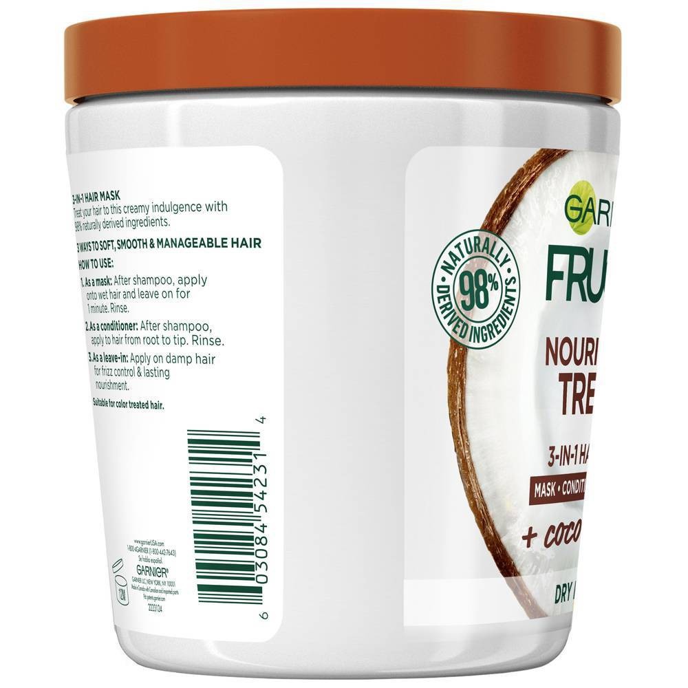 slide 4 of 5, Garnier Fructis Nourishing Treat 1 Minute + Coconut Extract Hair Mask - 13.5 fl oz, 13.5 fl oz