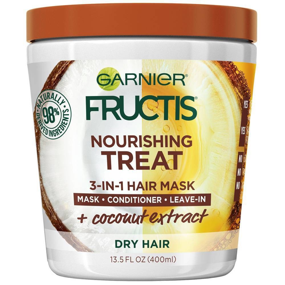 slide 1 of 5, Garnier Fructis Nourishing Treat 1 Minute + Coconut Extract Hair Mask - 13.5 fl oz, 13.5 fl oz