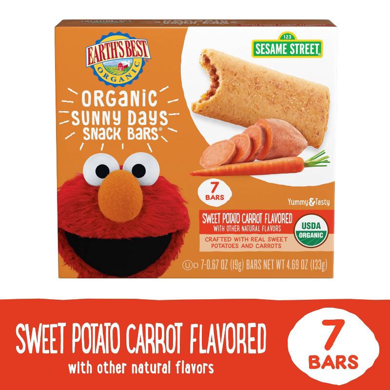 slide 9 of 10, Earth's Best Organic Sweet Potato Carrot Toddler Snack Bars Sesame Street Sunny Days - 7ct, 7 ct