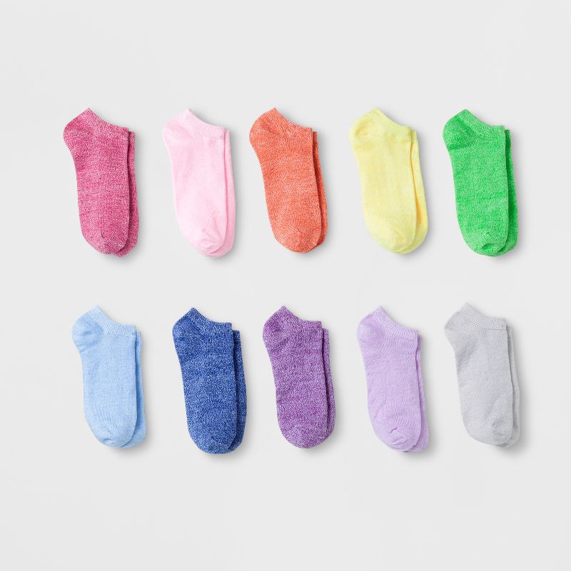 slide 1 of 2, Girls' 10pk Lightweight No-Show Low Cut Socks - Cat & Jack™ S, 10 ct