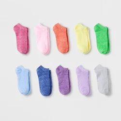Girls' 10pk Lightweight No Show Low Cut Socks - Cat & Jack™ M