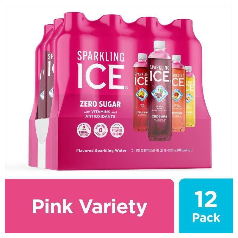 slide 1 of 10, Sparkling ICE Variety Pack-Black Cherry/Peach Nectarine/Coconut Pineapple/Fruit Punch - 12pk/17 fl oz Bottles, 12 ct; 17 fl oz