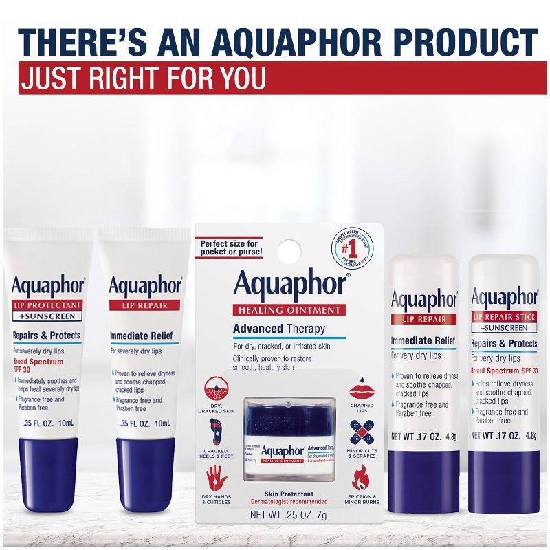 slide 5 of 6, Aquaphor Immediate Relief Lip Repair Balm - 2ct/ 0.70 fl oz, 2 ct, 0.70 fl oz