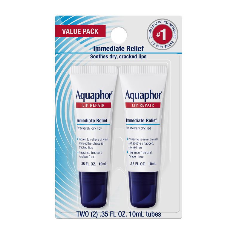 slide 1 of 6, Aquaphor Immediate Relief Lip Repair Balm - 2ct/ 0.70 fl oz, 2 ct, 0.70 fl oz