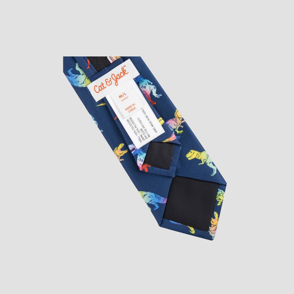 slide 4 of 4, Boys' Woven Zip Necktie - Cat & Jack™ Black M/L: Solid Polyester, Kids Neckwear, 1 ct