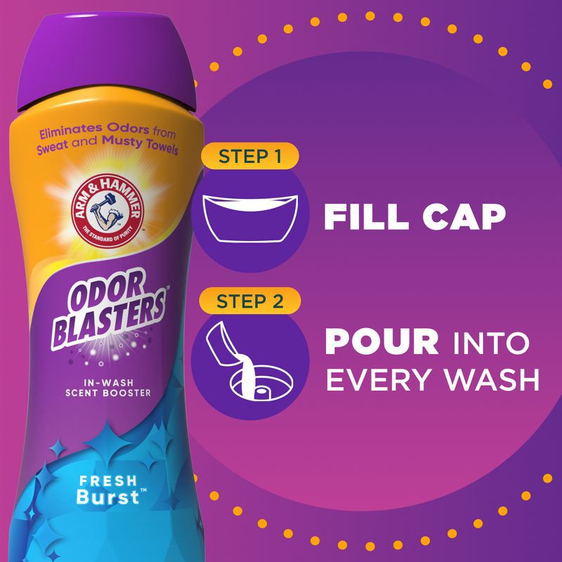 slide 3 of 5, Arm & Hammer Odor Blasters In-Wash Scent Booster - Fresh Burst - 37.8oz, 37.8 oz