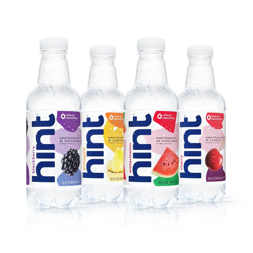 slide 2 of 11, hint Blue Variety Pack Flavored Water - Watermelon, Blackberry, Pineapple, and Cherry - 12pk/16 fl oz Bottles, 12 ct; 16 fl oz