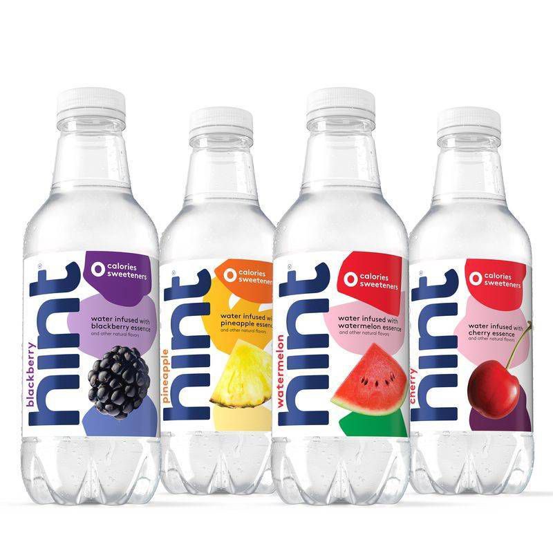 slide 6 of 11, hint Blue Variety Pack Flavored Water Watermelon, Blackberry, Pineapple, Cherry - 12pk/16 fl oz Bottles, 12 ct; 16 fl oz